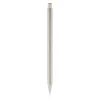 Vertical profile of a Nicholas Hemingway handmade stainless steel mechanical pencil with a matching steel nib on a transparent background.