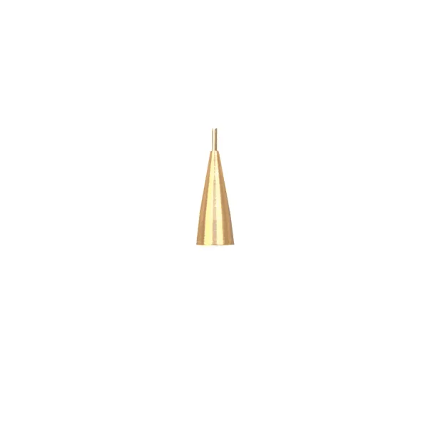 Detailed view of a Nicholas Hemingway hand-turned brass replacement nib for mechanical pencils.