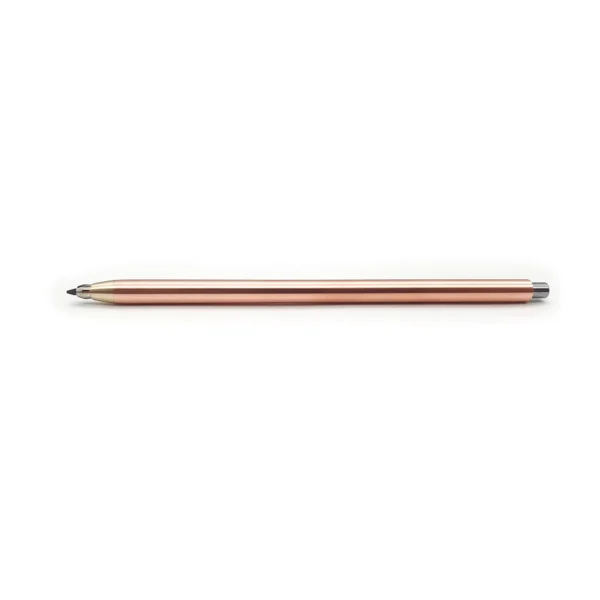 2mm copper mechanical pencil side profile view precision-engineered in the UK from solid raw copper